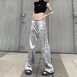 Pantalon féminin H Home European et American Clothing Street Hip Hop Style Glossy Design Pocket Cargo Dancing Personal Leisure Sports