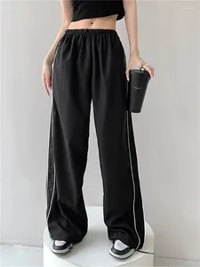 Pantalon femme Harajuku Baggy couleur unie Cargo taille basse décontracté piste adolescentes filles pantalon à jambes larges Streetwear