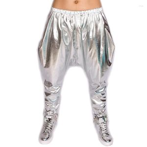 Pantalon femme Heroprose marque 2022 personnalité argent grand entrejambe pantalon scène Performance Costumes Harem Hip Hop maigre