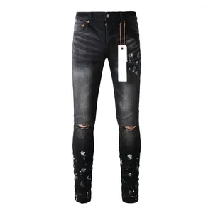 Damesbroeken Hoge kwaliteit 2024 Paarse Roca Brand Jeans Fashion Street Black Paint Old Reparatie Lage Convex strakke magere 28-40 maat