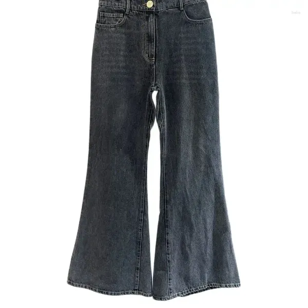 Pantalones para mujer Pantalones de campana de cintura media de alta calidad Clásicos Mujeres Algodón Negro Pierna ancha Pantalones de mezclilla Y2K Moda Invierno Jeans retro