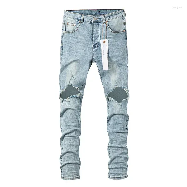 Pantalon féminin de haute qualité pourpre roca jeans tendance Hip-hop Hole personnalité américaine élégante et mince