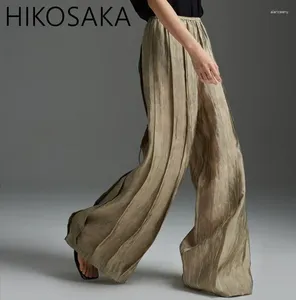 Damesbroeken High Street Fashion Plooien Losse casual broek Japanse stijl Effen Wijde pijpen Dames Street chic All-match Pantalon Mujer Moda