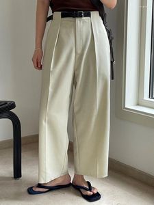 Pantalon femme taille haute Beige plissé décontracté longue coupe ample pantalon femmes mode marée printemps automne 2023 M350