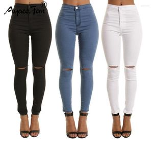 Pantalons de femmes hauts jeans décontractés de taille