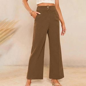 Pantalon féminin haut de taille en veille pour les femmes couleurs solides douces de style coréen pantalon baggy de style coréen hiver de style automne