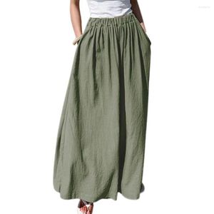 Damesbroek met hoge taille elastische tailleband broek vrouwenzakken enkellengte casual oversized rechte wijde been