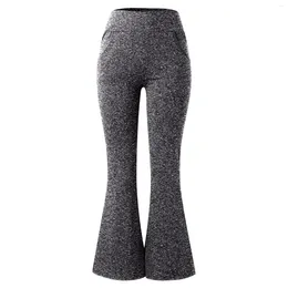 Pantalon féminin High Waist Flare Leggings pour les femmes plus grandes grandes pantalons de sport de jambe droite avec du yoga de poche Pilates Fitness Ropa Mujer