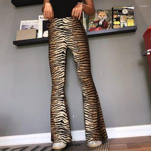 Pantalon féminin High Taist Leopard Print Flare Leggings 2024 automne d'hiver Women Fashion Sexy Bodycon Tablers Club