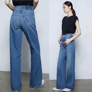 Pantalon femme taille haute jean ample mode polyvalent dame pantalon droit en denim 230512