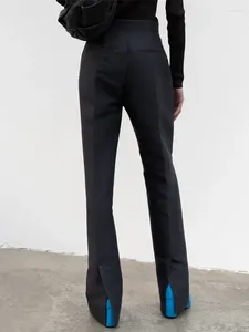 Pantalon femme taille haute Micro pantalon évasé 2024 printemps été coupe ajustée dames dos fente longue