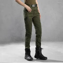 Pantalon féminin haute taille tactique armée verte féminine de randonnée en coton randonnée de randonnée multi-poches cargo de style militaire