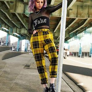 Pantalon femme taille haute pantalon Harem pantalon de survêtement Joggers Plaid femme Streetwear femmes Sport coréen Harajuku décontracté