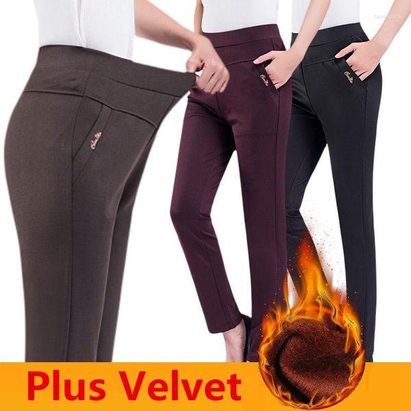 Pantalones de mujer de cintura alta lápiz de mujer 2023 Leggings elásticos de Color caramelo de talla grande 5XL pantalones casuales de mujer negro pantalón de mujer P188