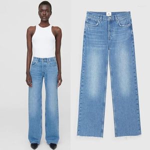 Pantalon féminin Jean taille haute pour femmes 2024 Automne décontracté vintage mince de denim streetwear streetwear droit