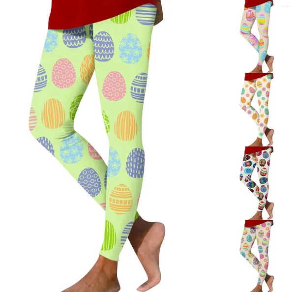 Pantalon féminin Yoga taille taille pour les femmes filles colorées drôles de Pâques imprimés imprimés extensibles de leggings