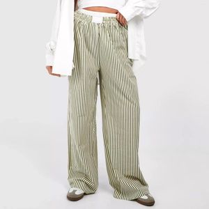 Pantalon féminin Hirigin Y2K Lounge rayé Vintage élastique taille lâche confortable pyjama décolène pantalon