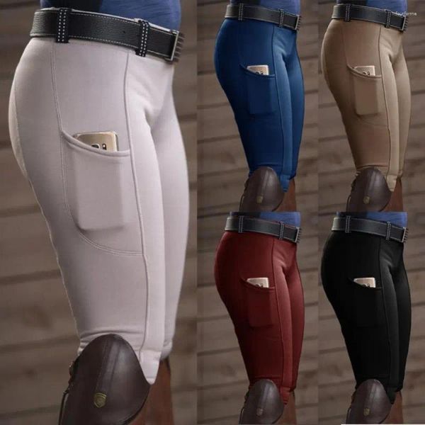 Pantalones para mujer Ropa de montar a caballo para mujeres Hombres Moda Pantalón de cintura alta Pantalón elástico Pantalones ecuestres Flacos Pantalones sólidos Equipos