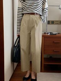 Pantalon Femme Houzhou Jambe droite pour femmes Old Money Style Mode coréenne Vintage Taille haute Lâche Casual Longueur de la cheville Cargo