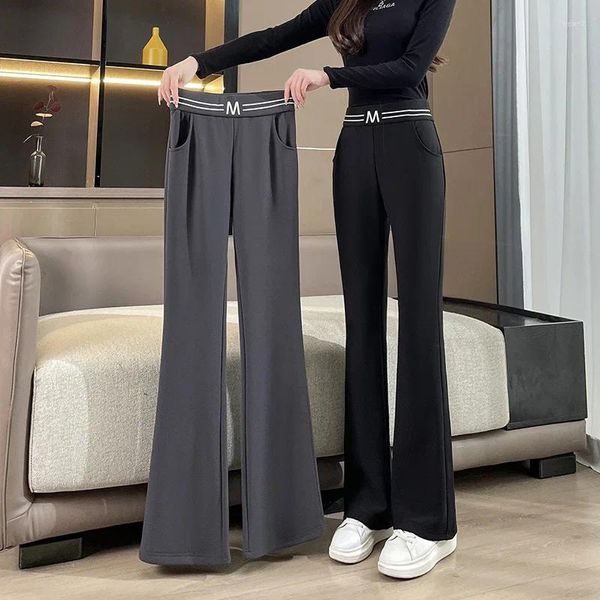 Pantalones de mujer HOUZHOU Y2K acampanados para mujeres elegantes pantalones de corte de bota femenino negro otoño invierno campana fondos streetwear casual coreano