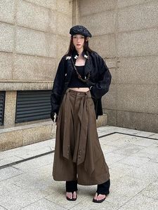 Damesbroeken Japanse retrostijl unisex rokriemontwerp losse casual negen punten culottes wijde pijpen dames
