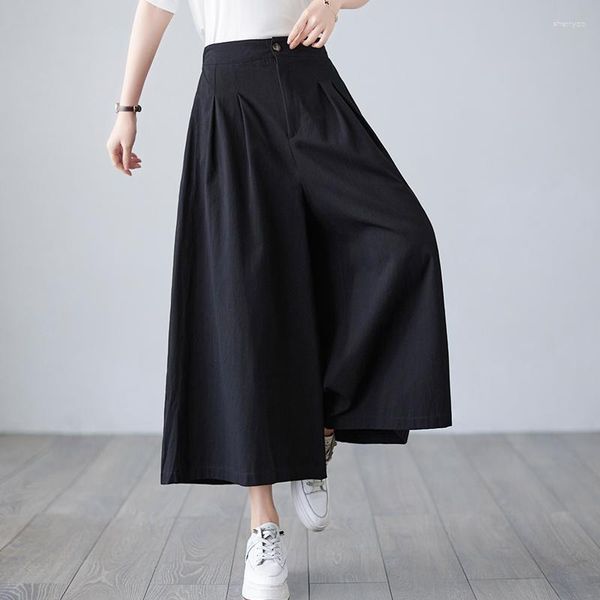 Pantalon femme Style japonais mode jambe large femmes vêtements décontracté Culottes femme dame Sexy pantalon jupe OL femme bas