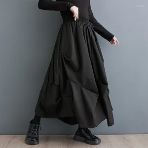 Damesbroek Japanse Yamamoto Donkerzwarte stijl Plooien Hoge taille Chic Lady Lente Wijde pijpen Mode Dames Herfst Casual Culotte