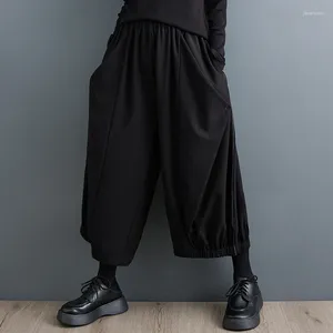Pantalon Femme Japonais Yamamoto Style Noir Foncé Taille Haute Chic Filles Automne Hiver Bloomers Mode Femmes Printemps Casual Jambe Large