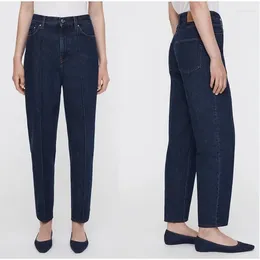 Pantalones de mujer jeans 2024 verano plisado plisado plisado de piernas rectas vintage espectáculos de las piernas delgadas largas
