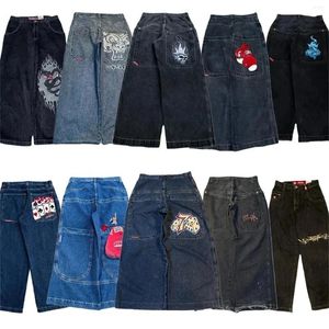 Pantalon féminin Jnco Y2K Baggy Jeans Hommes vintage Broidered Hip Hop Goth Goth Streetwear Harajuku femmes décontractées jambe large