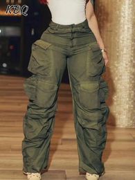 Pantalon féminin KBQ Cargo solide pour femmes Patchworks hauts Patchworks Streetwear décontracté Y2k Pant Style de vêtements de mode féminin