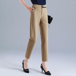 Pantalones de mujer caqui casual pierna recta traje ancho pantalón oficina dama nueve puntos primavera verano estilo 2023 5XL