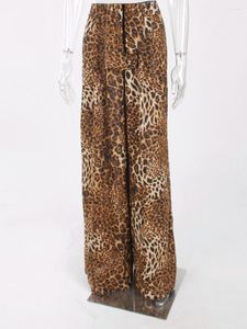 Pantalones de mujer Kisscc estampado de leopardo sueltos