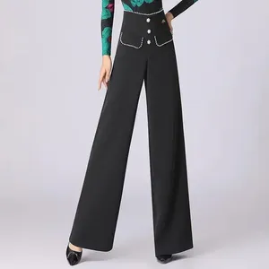 Pantalon féminin Fashion coréenne décontractée lâche droite jambe large pour les femmes Bureau Lady Cargo femme Vêtements Z16