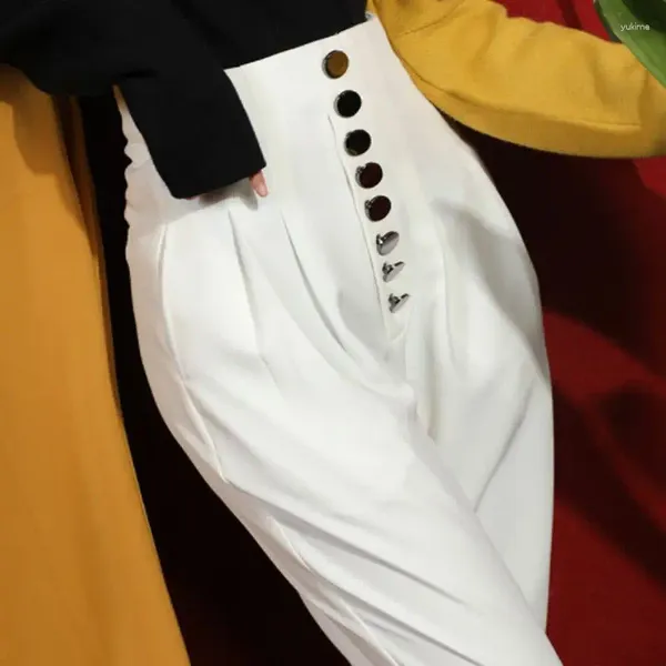 Pantalon de femme coréenne de mode femme boutons haute taille