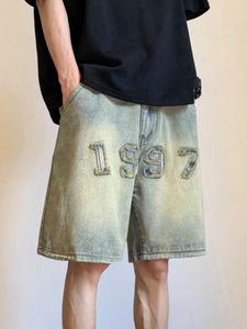 Damesbroeken Koreaanse stijl Vintage heren jeans Summer losse mannelijke brede been knie lengte shorts 2024 gewassen mode denim broek foomle y2k
