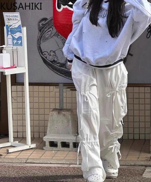 Pantalon féminin Kusahiki Streetwear Fashion Band Bandage élastique Trache à naître Long 2024 Spring Summer Spicy Girl Y2K Pantalon