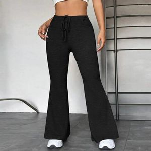 Pantalons pour femmes dames cordon de serrage taille élastique pantalons de survêtement couleur unie poches pleine longueur femmes extensible Fitness Yoga pantalons longs