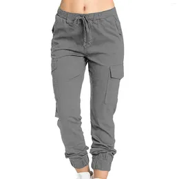 Pantalons féminins Ladies Multi Pocket Cargo décontracté à la taille élastique CORSET CORDE FEMANS BUSINES