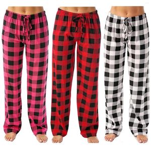 Dames broek dames plaid casual bedrukte pyjama elastische bodems losse broek rechte jersey vrouwelijk huis all-match pantalones