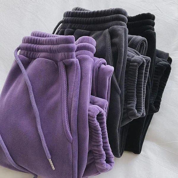 Pantalones de mujer Pantalones de chándal para mujer Acogedores pantalones de invierno suaves y sueltos para correr con cintura elástica Diseño con banda en el tobillo para pijamas