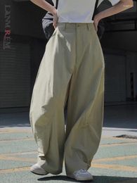Pantalones de mujer LANMREM moda pierna ancha para mujeres cintura alta pantalones linterna sólida ropa estilo coreano 2024 primavera 26D8784