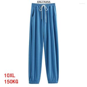 Damesbroeken Grote maat 10XL 150KG Zak Groot 7XL 8XL 9XL Zomer Hoge taille Losse zwarte stretchbroek Sport 52 54 56