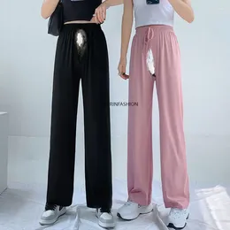 Pantalones de mujer Gran tamaño Seda ancha