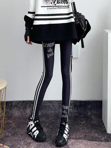 Pantalons pour femmes Leggings vêtements d'extérieur automne mince mode personnalisé lettre imprimée noir élastique maigre minceur crayon conique
