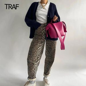 Damesbroeken met luipaardprint 2024 lentebroeken Baggy hoge taille casual rechte broeken streetwear