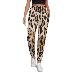 Pantalones de mujer con estampado de leopardo, pantalones de chándal Retro con diseño abstracto de piel de Animal de otoño, pantalones estampados de Hip Hop para mujer, talla grande