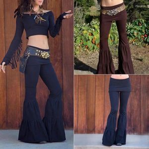 Damesbroeken Lange Yoga Vrouwen Gipsy Kostuum Gypsy Boho Magere legging Lage taille Wijde pijpen Patchwork Uitlopende dansbroeken