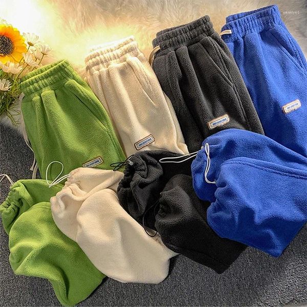 Pantalones de mujer Leggings sueltos de terciopelo de lana de cordero Otoño Invierno Mujeres Casual Deportes Pantalones de chándal cálidos de lana gruesa Pantalones de jogging holgados