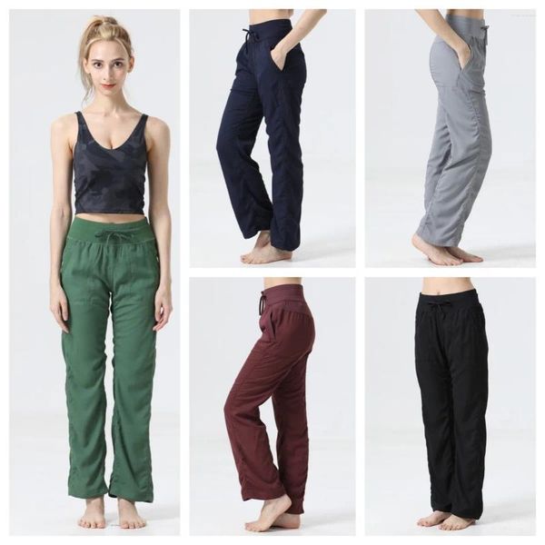 Pantalones para mujer LuLK Cintura alta Yoga Elástico Apretado Slim Danza Entrenamiento Ropa Correr Deportes Fitness